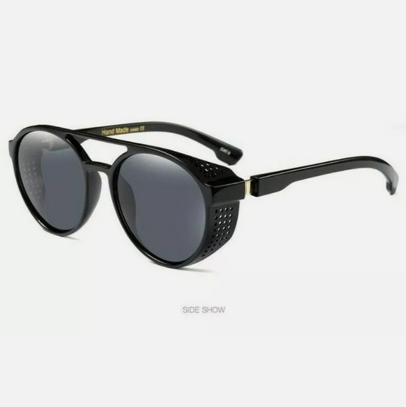 New Men Steampunk Black & side coverage sunglasses - Picture 3 of 5